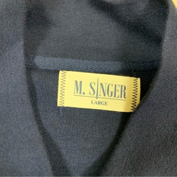 M Singer Navy Blue Full Zip Bomber Jacket Mens Large Classic Casual Streetwear - Picture 4 of 6